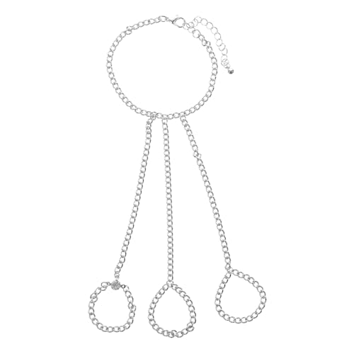 CONGARTENO Metal Chain Hand Bracelet mit Finger Ring Punk Style Mehrschichtiges Damen Schmuckstück Robustes Modeschmuck Armband für Party und Alltag Stylische Handkette für Frauen von CONGARTENO
