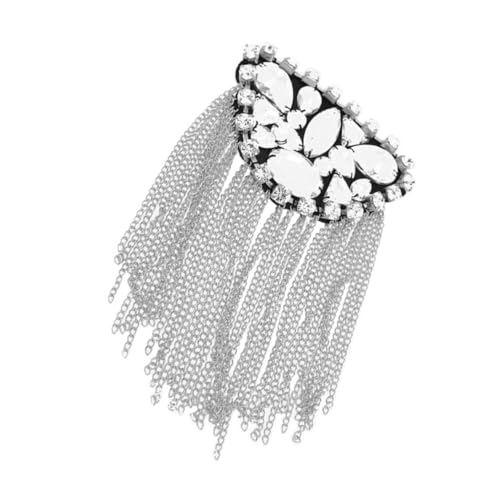 CONGARTENO Metallic Strass Brosche mit Quaste Vielseitige Schulterbrosche und Anstecknadel Kreative Modeaccessoire für Anzüge Bühnenoutfits Party und Tanzveranstaltungen Silberfarben von CONGARTENO