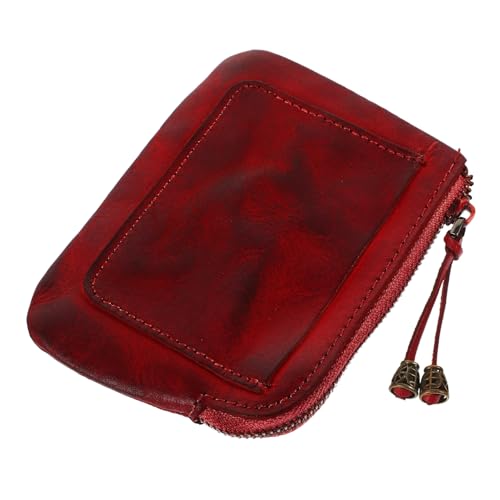 CONGARTENO Mini Portemonnaie Damen Münzfach aus Langlebigem Rindsleder Stilvoller Weinrot Farbton Kompakt und Robust für Karten und Kleingeld Platzsparend für Handtasche Schulter oder von CONGARTENO
