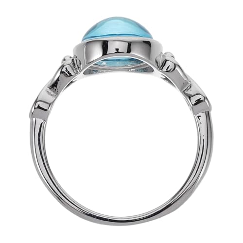 CONGARTENO Minimalist Meerblauer Glasring Damen Schmuck Verlobungsring Hochzeit Statement Schmuckstück Elegant Robust von CONGARTENO