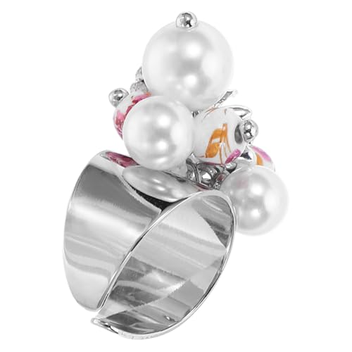 CONGARTENO Offener Ring Mit Glasperlen Und Perlen Zierlicher Schmuck Für Frauen Trendiger Daumenschmuck Für Partys Und Alltag Zeitloser Vintage-look Langlebige Leichte Bauweise von CONGARTENO