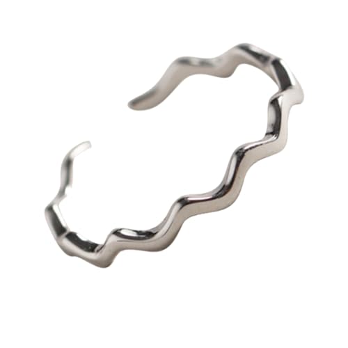 CONGARTENO Minimalistischer Verstellbarer Silberring mit Offenem Wellen Design Feiner Damen Fingerring Modischer Dünner Tail Ring in Weißgoldoptik Eleganter Schmuck für Alltag und Besondere von CONGARTENO