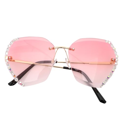 CONGARTENO Modische Damen Sonnenbrille mit Strassbesatz Randlos Uv Schutz Kleine Kreative Partybrille in Gold Rosa Leicht und Langlebig für Alltag und Outdoor Aktivitäten CONGARTENO Modische Damen Sonnenbrille mit Strassbesatz Randlos Uv Schutz Kleine Kreative Partybrille in Gold Rosa Leicht und Langlebig für Alltag und Outdoor Aktivitäten von CONGARTENO