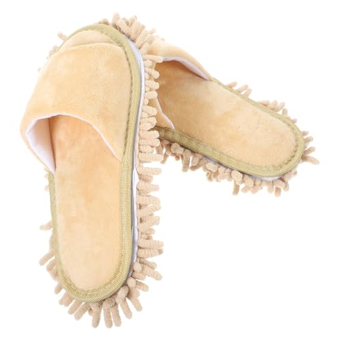 CONGARTENO Mop Hausschuhe mit rutschfester Sohle Rutschfeste Bodenwischer Slipper mit Zehenausschnitt Wiederverwendbare Staub saugpantoffeln für Damen und Herren Bequeme Reinigungs Schuhe von CONGARTENO