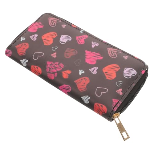 CONGARTENO Multifunktionale Damen Geldbörse mit Großem Fassungsvermögen Schlankes PU mit Herzmuster Sicherer Reißverschluss Viele Kartenfächer Leicht und Kompakt für Alltag und Reise von CONGARTENO