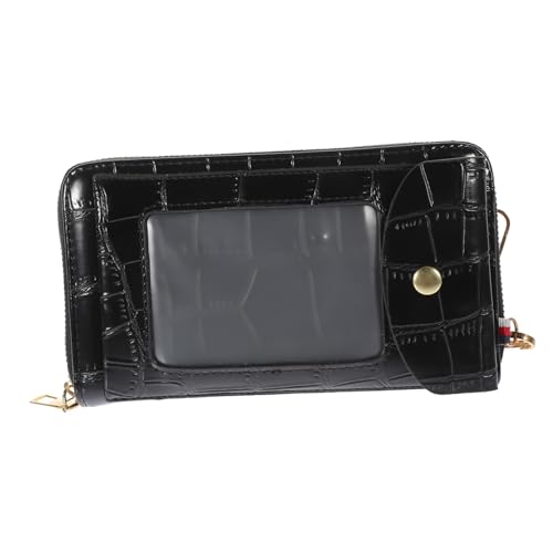 CONGARTENO Multifunktionale Damen Handytasche Schwarz PU Schultertasche Mini Crossbody Bag mit Innenfächern für Handy Dokumente Alltag von CONGARTENO