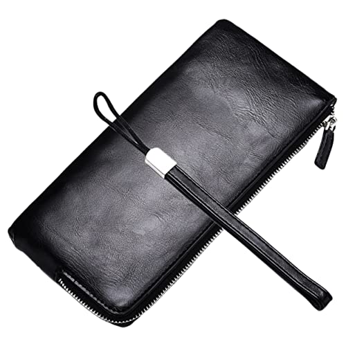 CONGARTENO Herren Slim Portemonnaie Aus Pu Reißverschluss Große Kapazität Für Karten Münzen Und Geldscheine Praktische Aufbewahrungstasche Für Unterwegs Elegantes Design in Schwarz Mit Handge von CONGARTENO