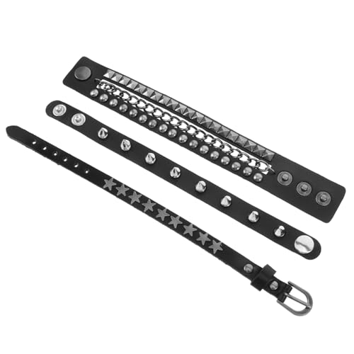 CONGARTENO Multilayer Punk Lederarmband Nieten Manschette Unisex Verstellbar Stylisches Armband für Halloween Party Rock Streetwear von CONGARTENO