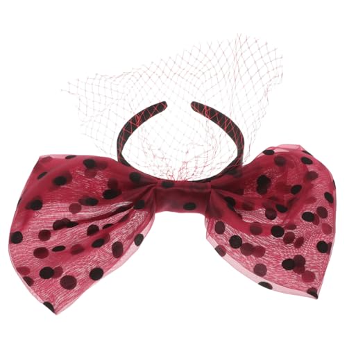 CONGARTENO Netzstoff Haarreif mit Schleife Vintage Bowknot Haarband mit Hohem Volumen für Damen Atmungsaktiv Leichter Kopfschmuck mit Punkte Design für Party und Alltag von CONGARTENO