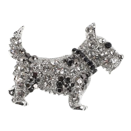 CONGARTENO Niedliche Hundebrosche aus Robustem Legierungs material Cartoon Tierdesign mit Strass Dekorative Anstecknadel für Kleidung Taschen Party und Alltag Silberfarbene Geschenkidee von CONGARTENO