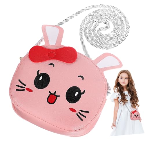 CONGARTENO Niedliche Umhängetasche Cartoon Kaninchen PU Münztasche mit Reißverschluss Kleine Schultertasche für Mädchen von CONGARTENO