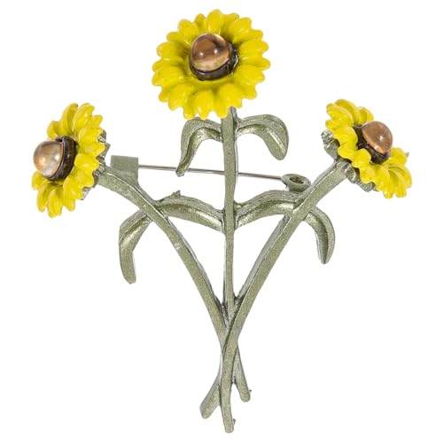 CONGARTENO Ölmalerei Sonnenblumen Brosche aus Robustem Legierungsmetall Grün Lackierte Blüten Anstecknadel für Kleidung Anzug Revers und Rucksack Langlebiger Modeschmuck für Damen von CONGARTENO