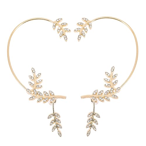 CONGARTENO Ohrclips Ohrklemme mit Funkelnden Strassblättern Piercing Ohrschmuck für Damen Abnehmbare Ohrhänger in Silber Modische Ear und Ear Wraps von CONGARTENO