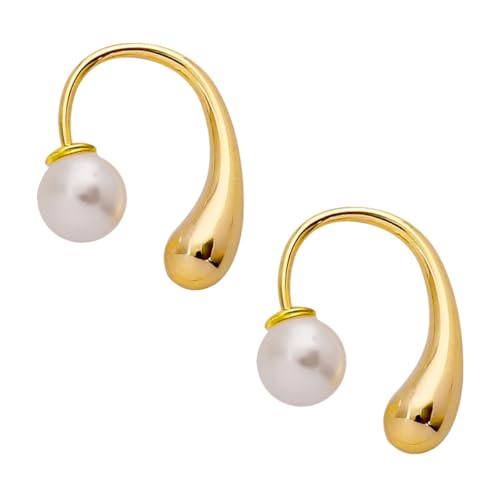 CONGARTENO Pearl Ohrringe Damen Gold Ohrstecker Tropfenförmig Elegant Leicht Hautfreundlich Für Hochzeit Party Schmuck von CONGARTENO