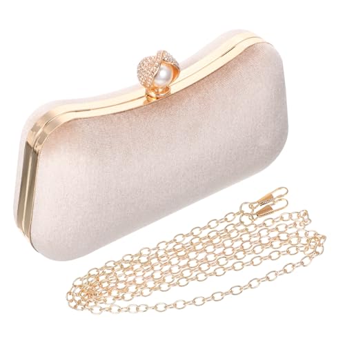 CONGARTENO Perlen Clutch Tasche Damen mit Eleganter Perlenverschluss Handtasche für Abend Bankett Hochzeit Party Leichte Umhängetasche für Damen Stilvoller Begleiter zu Kleid und Freizeit von CONGARTENO