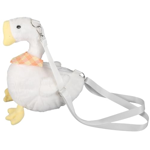 CONGARTENO Plüsch Cartoon Ente Umhängetasche mit Reißverschluss Leichte Verstellbare Outdoor Handtasche für Handy Münzen und Lippenstift Niedliche Damen Crossbody Tasche in Weiß Modisch und von CONGARTENO