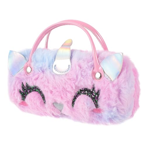 CONGARTENO Tragbares Sonnenbrillen-etui Für Mädchen Süßes Brillenetui Mit Griff Plüsch-Einhorn-brillenetui Für Reise von CONGARTENO