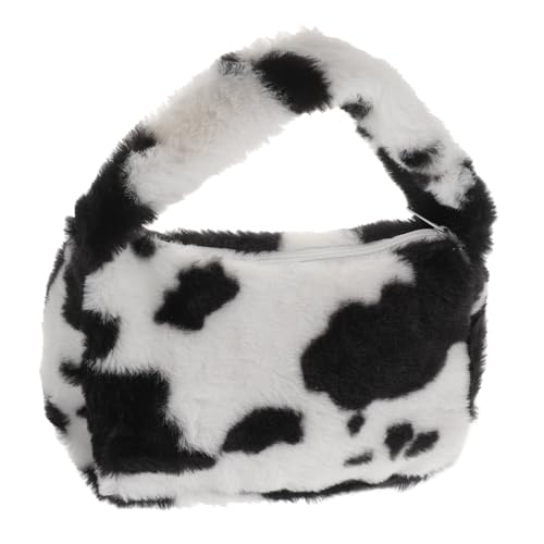 CONGARTENO Plüsch Handtasche Damen Kuschelig Tragbar Einzelschulter Umhängetasche Niedliche Kuh Muster Party Alltag Multifunktional Komfortabel Langlebig von CONGARTENO