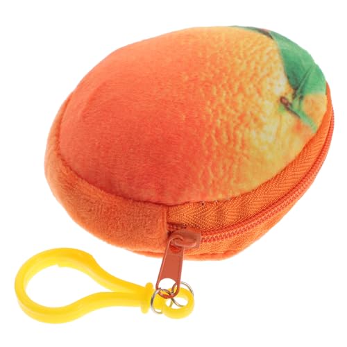 CONGARTENO Plüschtasche Obst-Design Flauschig Orangefarbene Cartoon-beutelform Kleine Tasche Für Frauen Mädchen Mit Reißverschluss Als Geldbörse Für Bargeld Lippenstift Ausweis von CONGARTENO