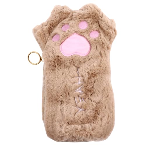 CONGARTENO Plüsch Stiftetui Katzenpfote Federmäppchen Schminktasche Waschbar Weiches Material Schreibwaren Organizer für Stifte Radiergummi Lineal Schule Büro von CONGARTENO