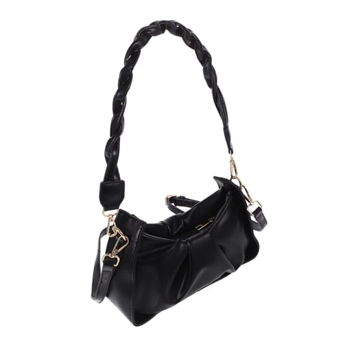 CONGARTENO Pu beschichtete Damen Schultertasche mit Kette Modische Schwarze Umhängetasche Langlebige All match Handtasche für Alltag Shopping und Freizeit Stilvolle Knödeltasche von CONGARTENO