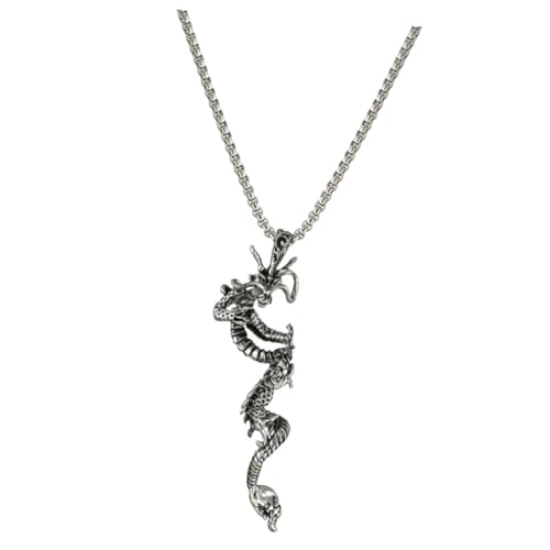 CONGARTENO Punk Drachen Anhänger Halskette für Männer Retro Gravierte Dragon Kette mit Kette Coole Persönlichkeit Schmuck für Geburtstag Party Valentinstag und Alltag von CONGARTENO