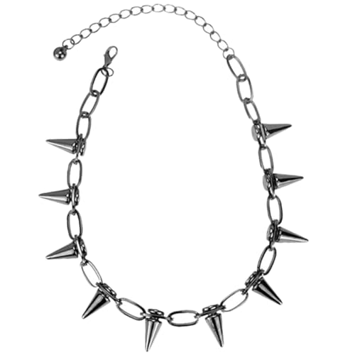 CONGARTENO Punk Nieten Halskette Metall Clavicle Chain Choker Damen Mädchen Vintage Streetstyle Schmuck Robust Langlebig Auffällig Schwarz von CONGARTENO