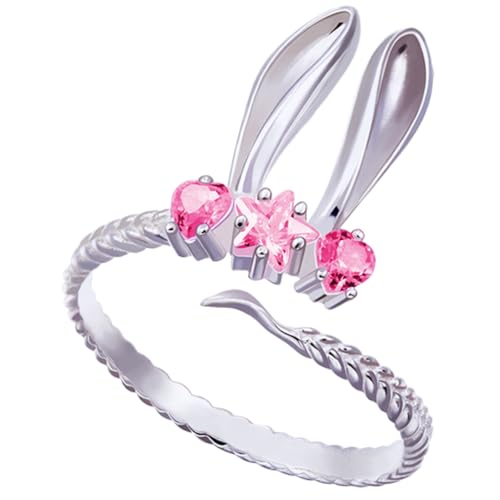 CONGARTENO Rabbit Ear Ring Offener Ring für Frauen Süßes Tierdesign Verstellbar für Partys Anlässe für Modebewusste Damen von CONGARTENO