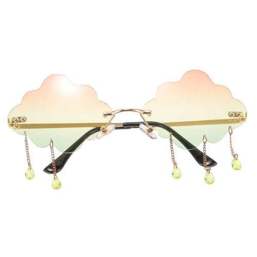 CONGARTENO Randlose Wolken Sonnenbrille Damen Teens Lustige Brille mit Goldfarbenem Rahmen und Farbigen Gläsern Leicht Langlebig Hautfreundlich für Party Strand Cosplay und Alltag CONGARTENO Randlose Wolken Sonnenbrille Damen Teens Lustige Brille mit Goldfarbenem Rahmen und Farbigen Gläsern Leicht Langlebig Hautfreundlich für Party Strand Cosplay und Alltag von CONGARTENO