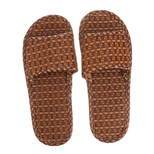 CONGARTENO Rattan Hausschuhe mit Flachem Tpr sohlenboden Atmungsaktive Rutschfeste Sommer Slipper für Damen und Herren Leichte Bequeme Massagefördernde Home Slipper für Drinnen und Draußen von CONGARTENO
