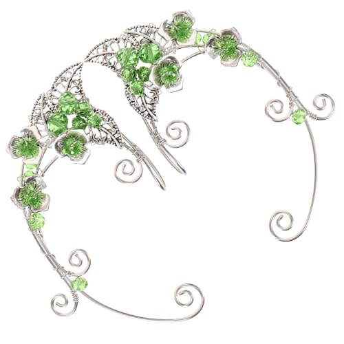 CONGARTENO Retro Grüne Ohrclip Ohrringe Handgefertigt Nickelfrei Verstellbar Ohrmanschetten für Damen Vielseitig Kombinierbar Langlebig Eleganter Ohrschmuck Ohrlöcher von CONGARTENO