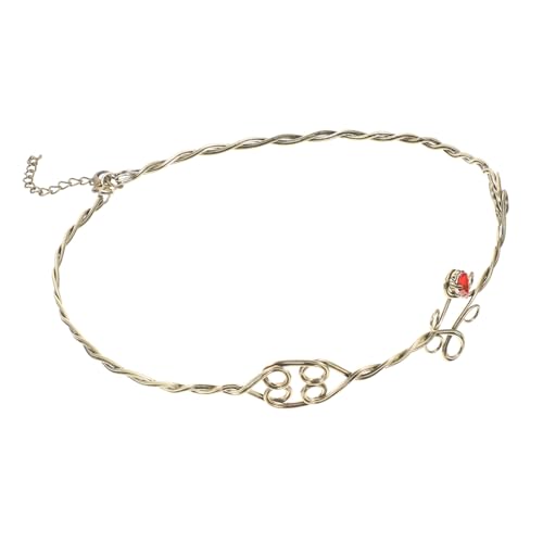 CONGARTENO Retro Haarschmuck Haarreif Metall mit Roten Strasssteinen Gedrehter Draht Haarreifen für Damen Vielseitiges Party und Festtags Accessoire Langlebiges Modisches Stirnband von CONGARTENO