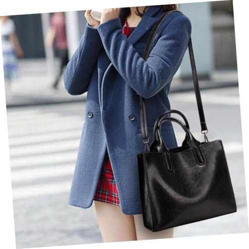 CONGARTENO Retro PU Schultertasche Damen Handtasche Lässige Umhängetasche Große Kapazität Schwarz Alltag Shopping von CONGARTENO