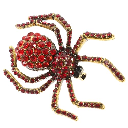 CONGARTENO Retro Spinnen Brosche mit Strassstein Halloween Spider Shape Pin für Damen und Herren Modische Kleidung Anstecknadel Rote Vintage Broschennadel als Kreatives Accessoire von CONGARTENO