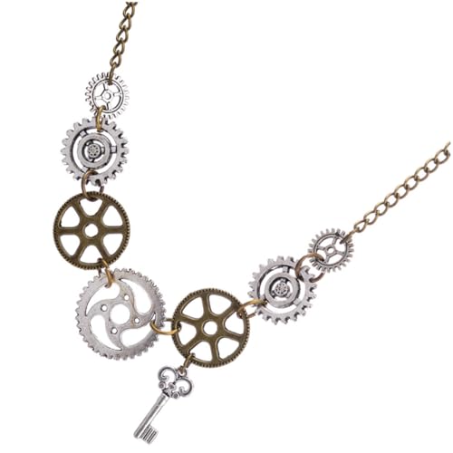 CONGARTENO Retro Steampunk Schlüssel Anhänger Halskette Vintage Design mit Zahnrädern Herren Punk Schmuck für Party Halloween Geburtstag und Alltag Stilvolle Accessoire für Männer von CONGARTENO