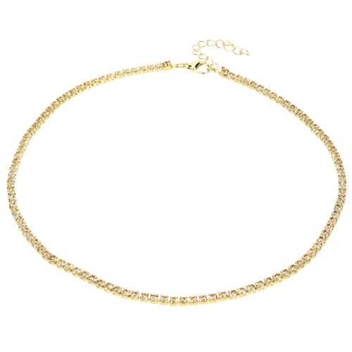 CONGARTENO Rhinestone Kette Roségold Choker Halskette aus Legierung Damen Schmuck Verstellbare Clavicle Chain für Frauen und Teens als zu Feiertagen von CONGARTENO