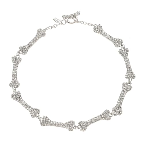 CONGARTENO Rhinestone Knochenkette Kupfer Clavicle Chain Halloween Schmuck Damen Halskette mit Funkelnden Zirkonia für und Festtagsoutfits von CONGARTENO