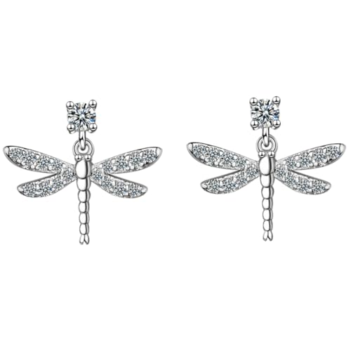 CONGARTENO Rhinestone Libellen Ohrstecker Damen Ohrringe aus Kupfer Versilbert Leicht Hautfreundlich für Alltag Festtage Hochzeit Modeschmuck von CONGARTENO