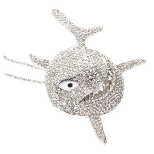 CONGARTENO Rhinestone Shark Anhänger Halskette Damen Metallkette Leicht Langlebig für Strand und Party Auffälliger Schmuck von CONGARTENO