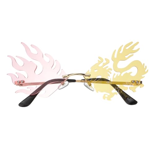 CONGARTENO Rimless Dragon Party Sonnenbrille mit Kreativem Design Uv Schutz Langlebig Pc für Karneval Fasching und Brillenträger Auffällige Unisex Gläser von CONGARTENO