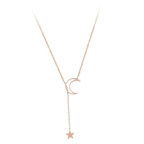 CONGARTENO Rosenvergoldete Clavicle Kette Mond Stern Anhänger Minimalistische Damen Halskette Zeitloses Design für Alltag und von CONGARTENO