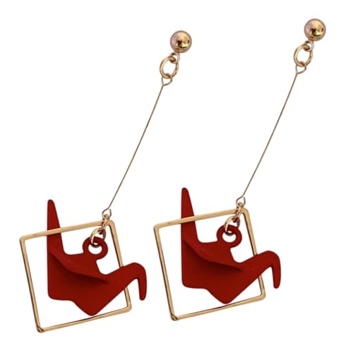 CONGARTENO Rote Papierkranich Ohrringe Damen Leicht Lange Hängende Schmuck Geschenkidee Für Frauen Und Mädchen von CONGARTENO