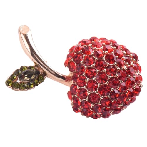CONGARTENO Rote Strassbrosche mit Apfel Design Anstecknadel für Damen Vielseitiger Schmuck für Pullover Mäntel Schals und Festliche Kleidung von CONGARTENO