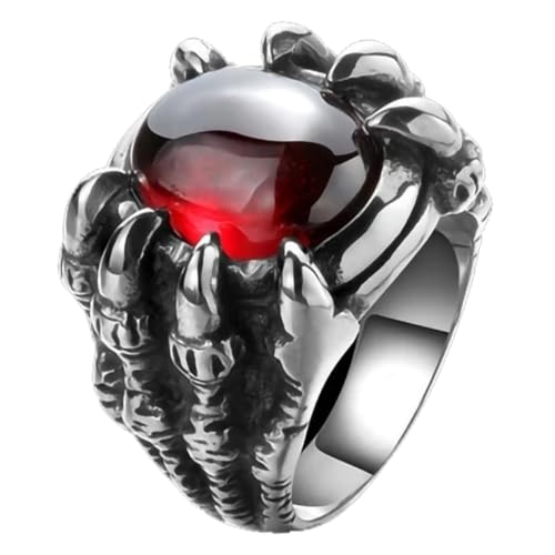 CONGARTENO Roter Drachenkrallenring Herren Gothic Punk Ring mit Langlebiger Legierungsring Modisches Statement für Festival Party und Alltag Auffälliger Goth Schmuck von CONGARTENO