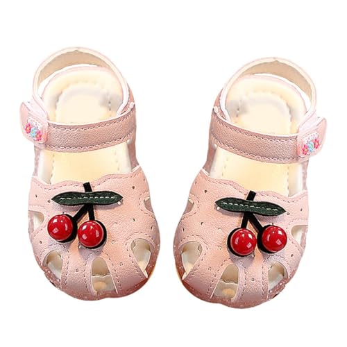 CONGARTENO Sandalen Sommer Mädchen Weiche Atmungsaktive Cherry Motiv Sandalen mit Weichem Boden Strapazierfähig und Angenehm Rosa für Kleine Mädchen von CONGARTENO