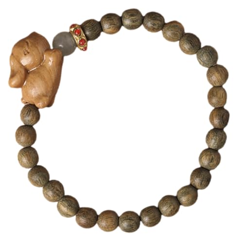 CONGARTENO Sandelholz Perlen Armband Unisex Freundschaftsarmband mit Niedlichem Hasen Motiv Holz Schmuck für Damen und Herren von CONGARTENO