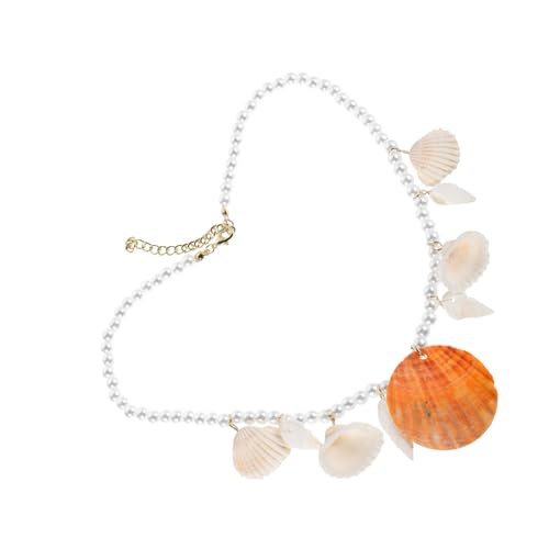 CONGARTENO Schalen Anhänger Halskette mit Kunstperlen für Damen Boho Strand Schmuck für Sommer Leicht und Komfortabel Perfektes Accessoire für Strandurlaub und Freizeitmode von CONGARTENO
