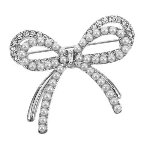 CONGARTENO Schicke Brosche mit Schleifen Design und Künstlichen Perlen Strasssteinen Modische Anstecknadel für Damen Vielseitiger Schmuck für Kleider Jacken Hochzeiten und Festliche Anlässe von CONGARTENO