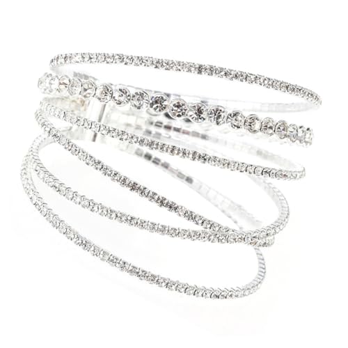 CONGARTENO Schimmerndes Strass armband für Damen Elastischer Armreif mit Unregelmäßigen Kristallen Silberner Schmuck für Hochzeit Party und Alltag Femininer Glanz und Elegante Ausstrahlung von CONGARTENO