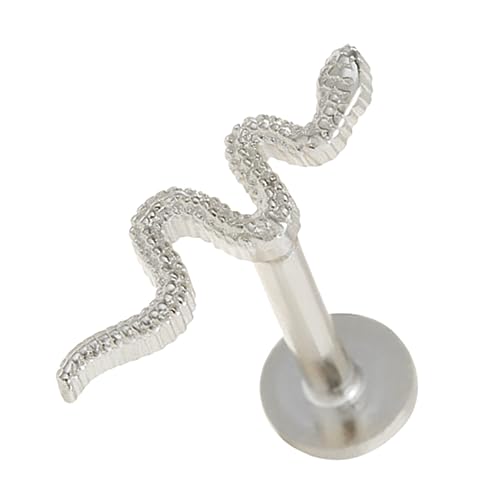 CONGARTENO Schlangen Ohrstecker Weißgold Minimalistischer Piercing für Damen Eleganter Knorpelohrschmuck Modischer Einzel Ohrstecker für Besondere Anlässe von CONGARTENO